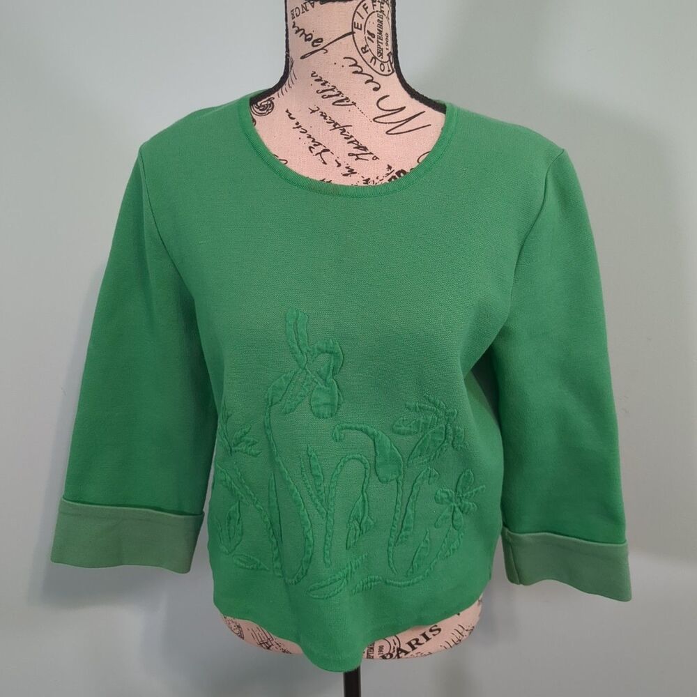 Anthropologie Embossed Garden Top by Moth Kelly Green Floral medium